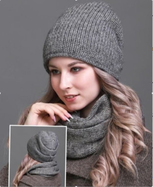 Комплект Карен AP6061/1Z-5928 шапка+шарф т.серый